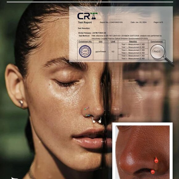 24 pcs Hypoallergenic Stainless Steel Septum and Cartilage Nose Rings Set with C - Picture 4 of 8